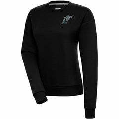 Florida Marlins Antigua Women's Cooperstown Victory Crewneck Pullover Sweatshirt - Black
