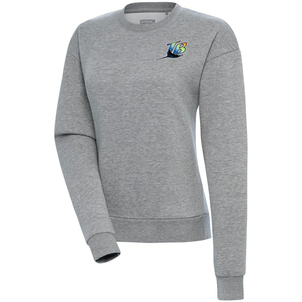 Tampa Bay Rays Antigua Women's Cooperstown Victory Crewneck Pullover Sweatshirt - Heather Gray