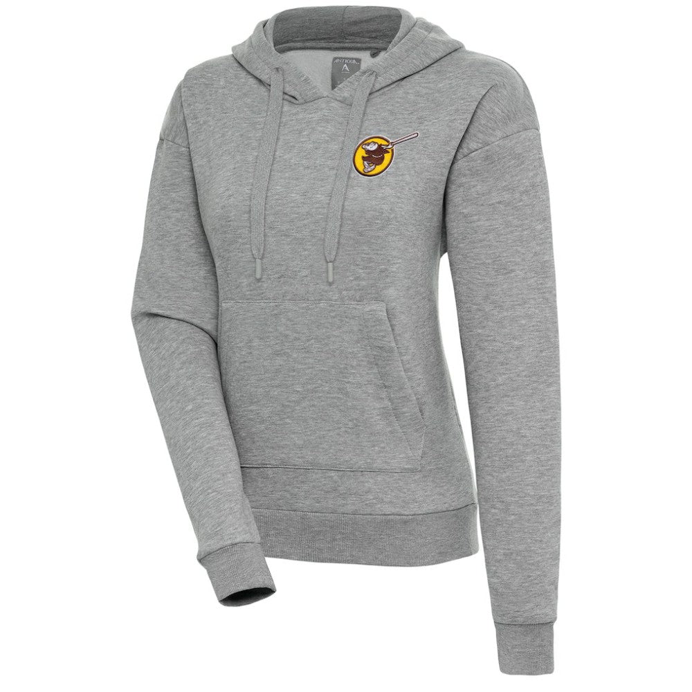 San Diego Padres Antigua Women's Cooperstown Victory Pullover Hoodie - Heather Gray