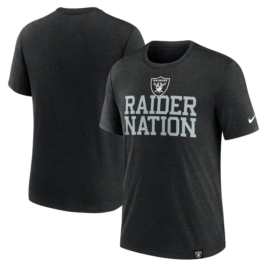 Las Vegas Raiders Blitz Tri-Blend T-Shirt - Heather Black | Nike for sale