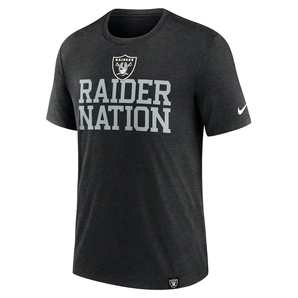 Las Vegas Raiders Blitz Tri-Blend T-Shirt - Heather Black | Nike for sale