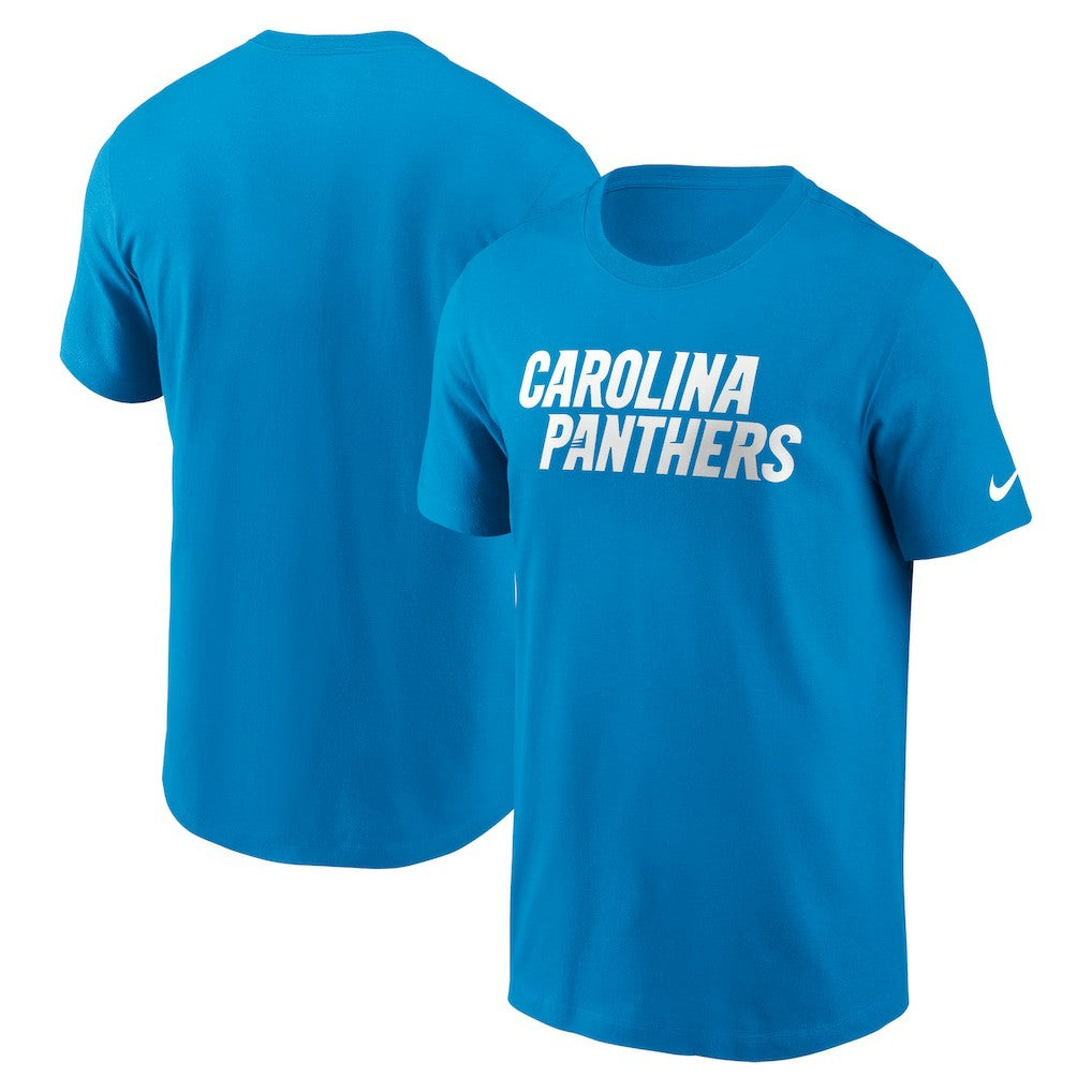 Carolina Panthers Primetime Wordmark Essential T-Shirt - Blue | Nike outlet