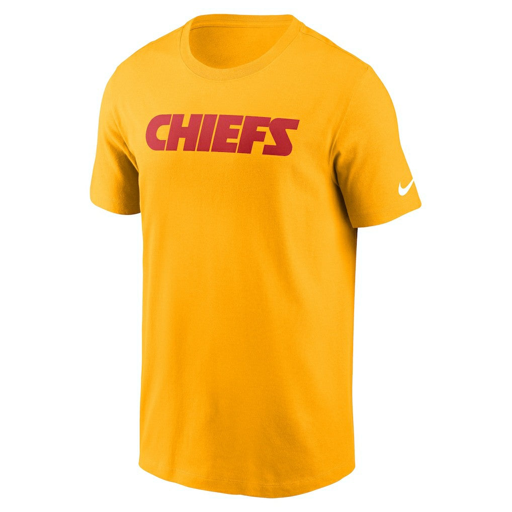 Kansas City Chiefs Primetime Wordmark Essential T-Shirt - Gold | Nike outlet
