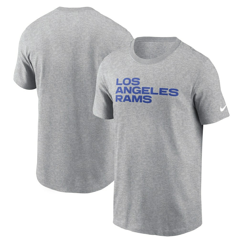 Los Angeles Rams Primetime Wordmark Essential T-Shirt - Heather Gray | Nike on sale