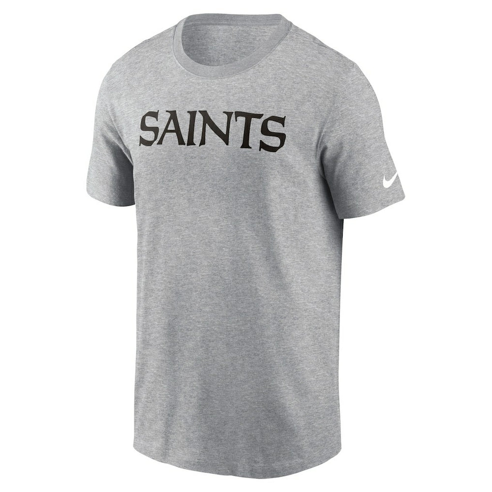 New Orleans Saints Primetime Wordmark Essential T-Shirt - Heather Gray | Nike discount
