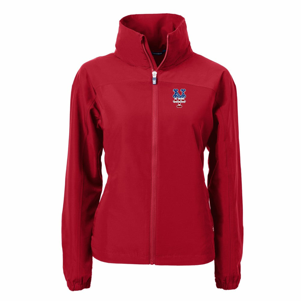 New York Mets Cutter & Buck Women's Charter Eco Recycled Full-Zip Jacket - Red