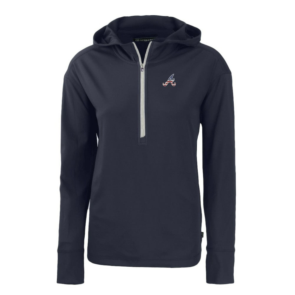 Atlanta Braves Cutter & Buck Women's Daybreak Eco Recycled Half-Zip Hoodie - Navy