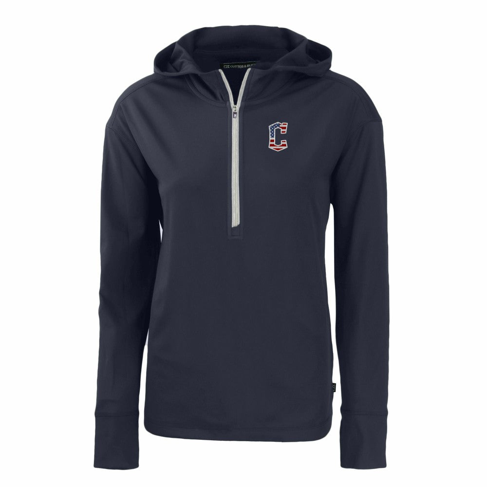 Cleveland Guardians Cutter & Buck Women's Daybreak Eco Recycled Half-Zip Hoodie - Navy