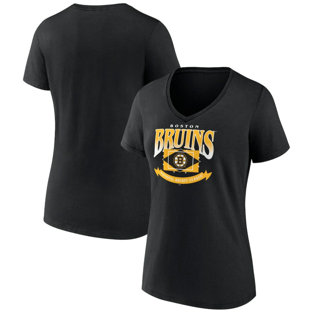 Boston Bruins Women's Slapshot V-Neck T-Shirt Black