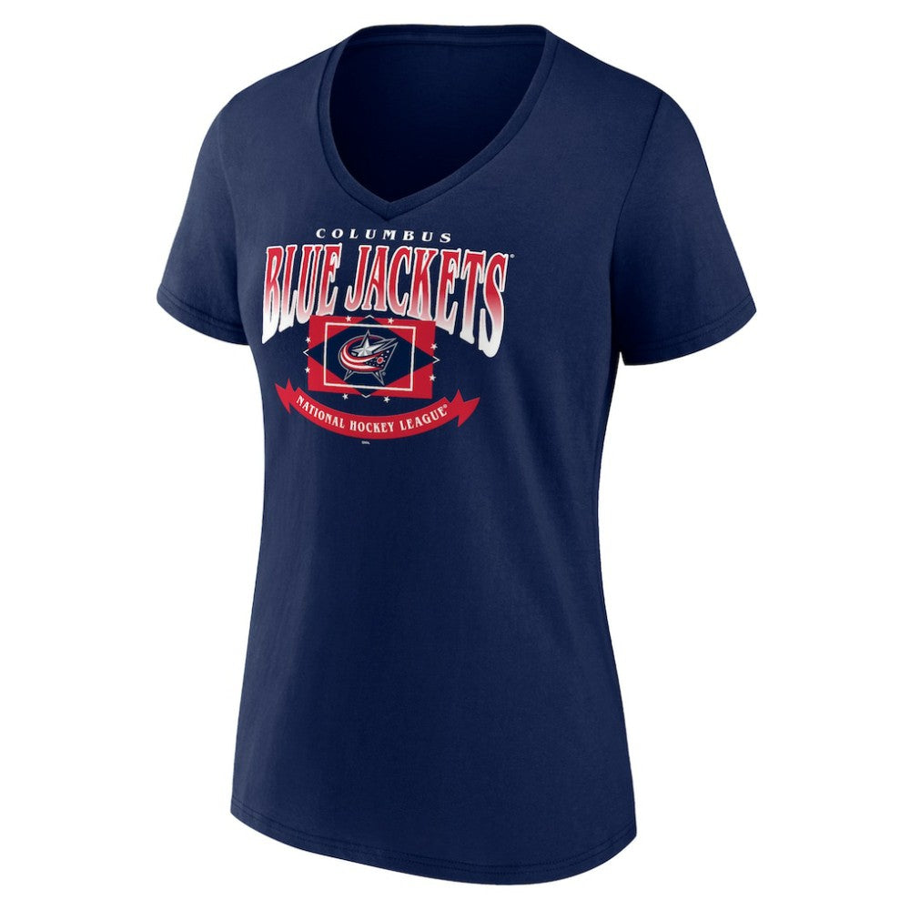 Columbus Blue Jackets Women's Slapshot V-Neck T-Shirt Navy