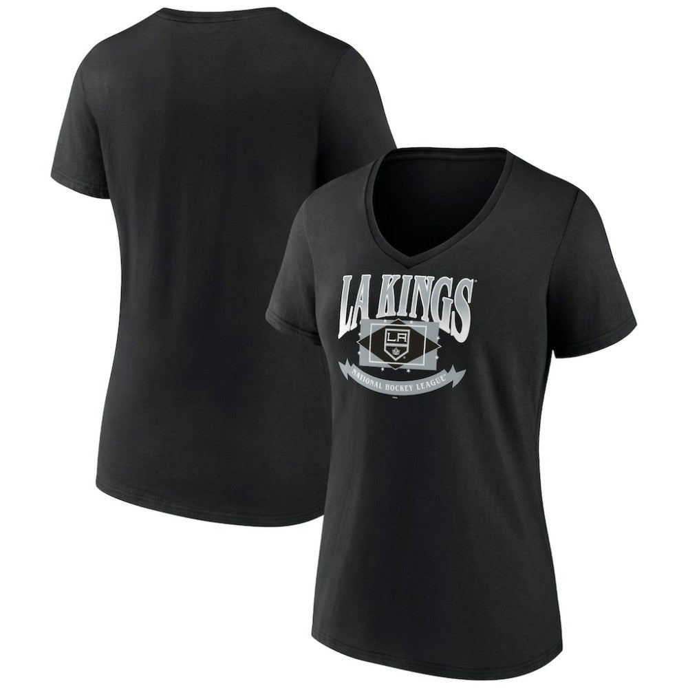 Los Angeles Kings Women's Slapshot V-Neck T-Shirt Black