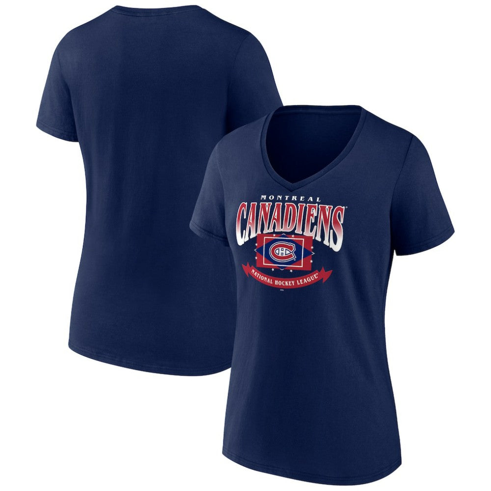 Montreal Canadiens Women's Slapshot V-Neck T-Shirt Navy
