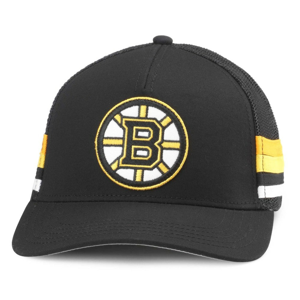 Boston Bruins American Needle HotFoot Stripes Trucker Adjustable Hat Black