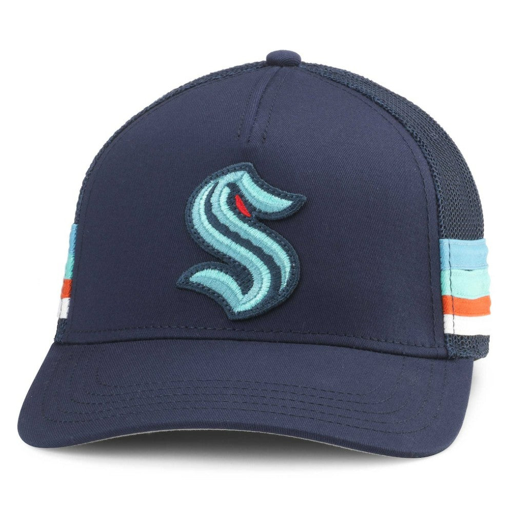 Seattle Kraken American Needle HotFoot Stripes Trucker Adjustable Hat Deep Sea Blue