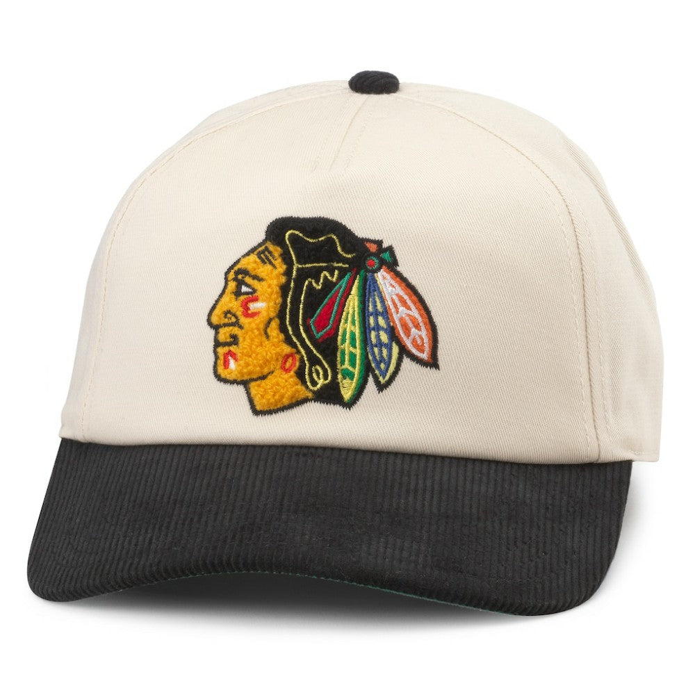 Chicago Blackhawks American Needle Burnett Adjustable Hat Cream/Black