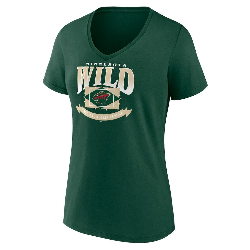 Minnesota Wild Women's Slapshot V-Neck T-Shirt Green