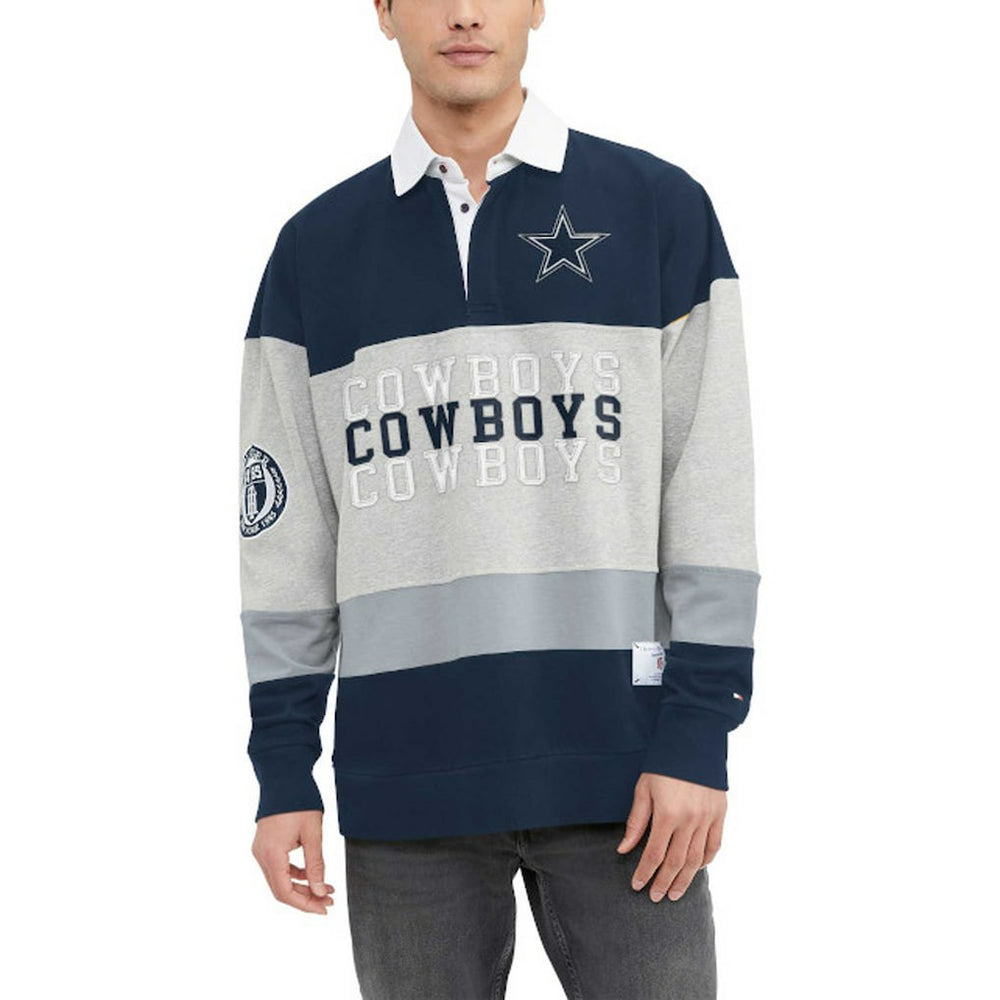 Dallas Cowboys Tommy Hilfiger Connor Oversized Rugby Long Sleeve Polo - Heather Gray/Navy on sale