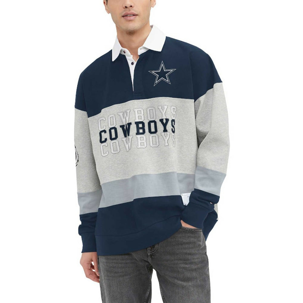 Dallas Cowboys Tommy Hilfiger Connor Oversized Rugby Long Sleeve Polo - Heather Gray/Navy on sale