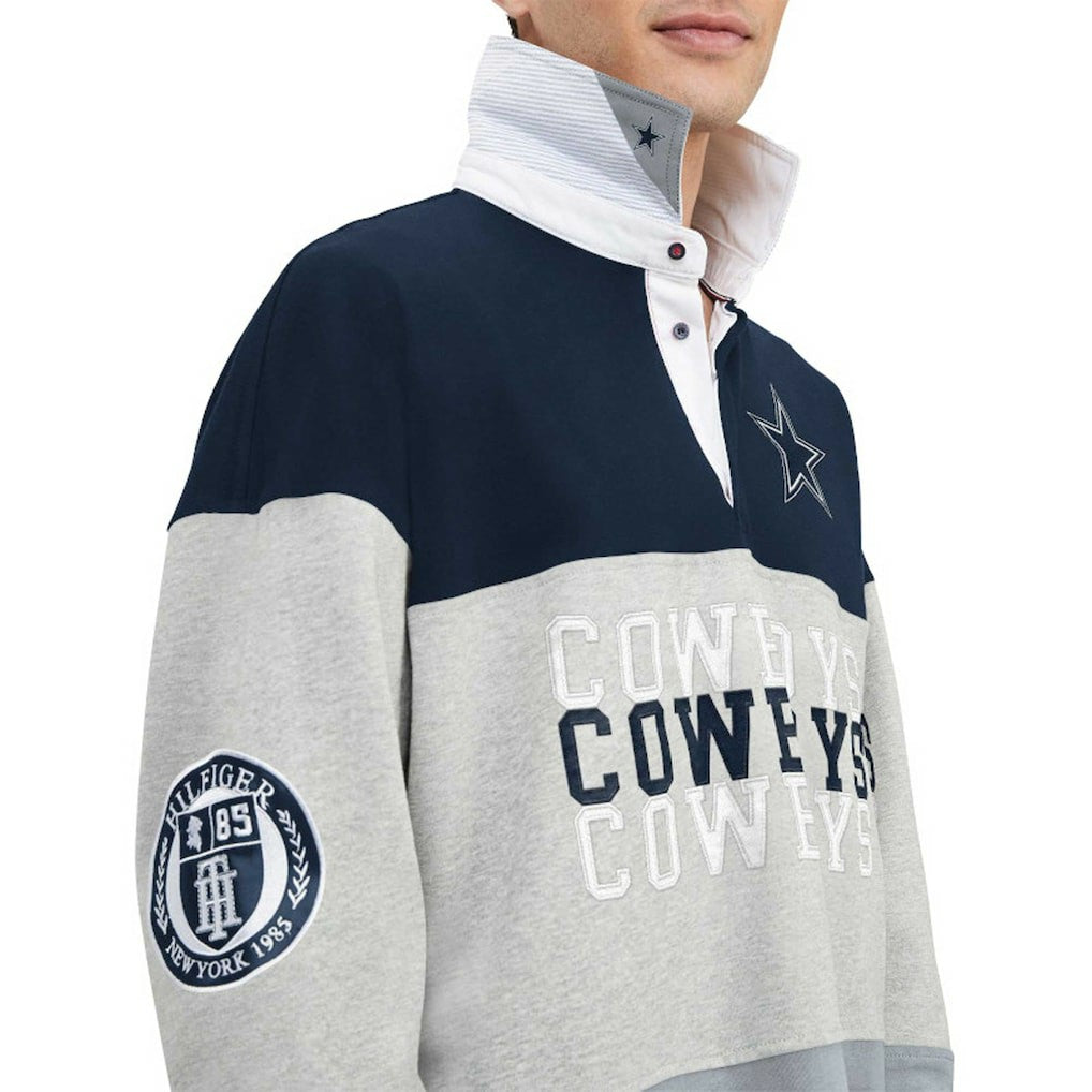 Dallas Cowboys Tommy Hilfiger Connor Oversized Rugby Long Sleeve Polo - Heather Gray/Navy on sale
