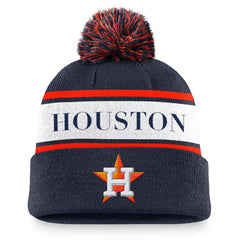 Houston Astros Team Stripe Peak Cuffed Knit Hat with Pom - Navy | Nike