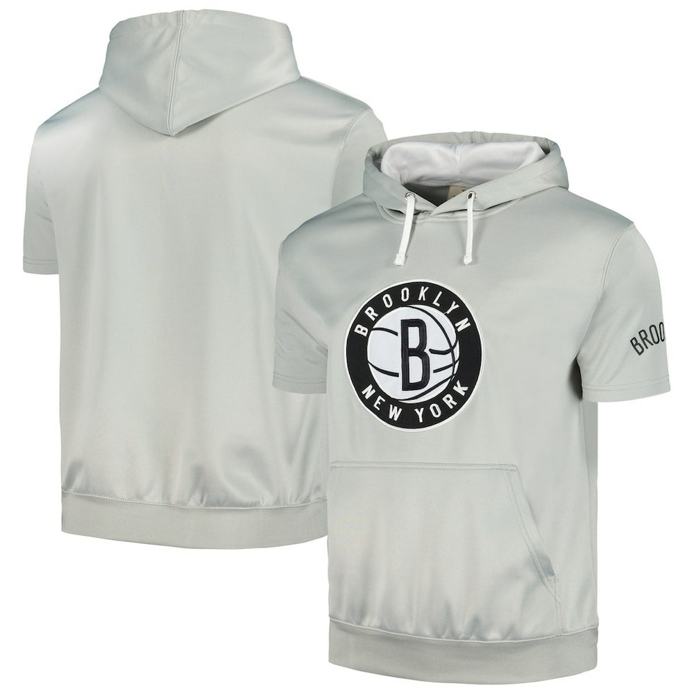 Brooklyn Nets Short Sleeve Pullover Hoodie - Silver/White | Fanatics for sale