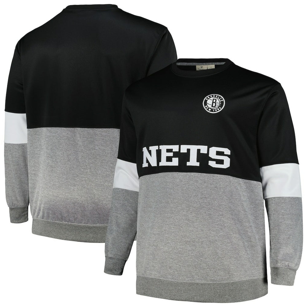 Brooklyn Nets Big & Tall Split Pullover Sweatshirt - Black/Heather Gray | Fanatics cheap