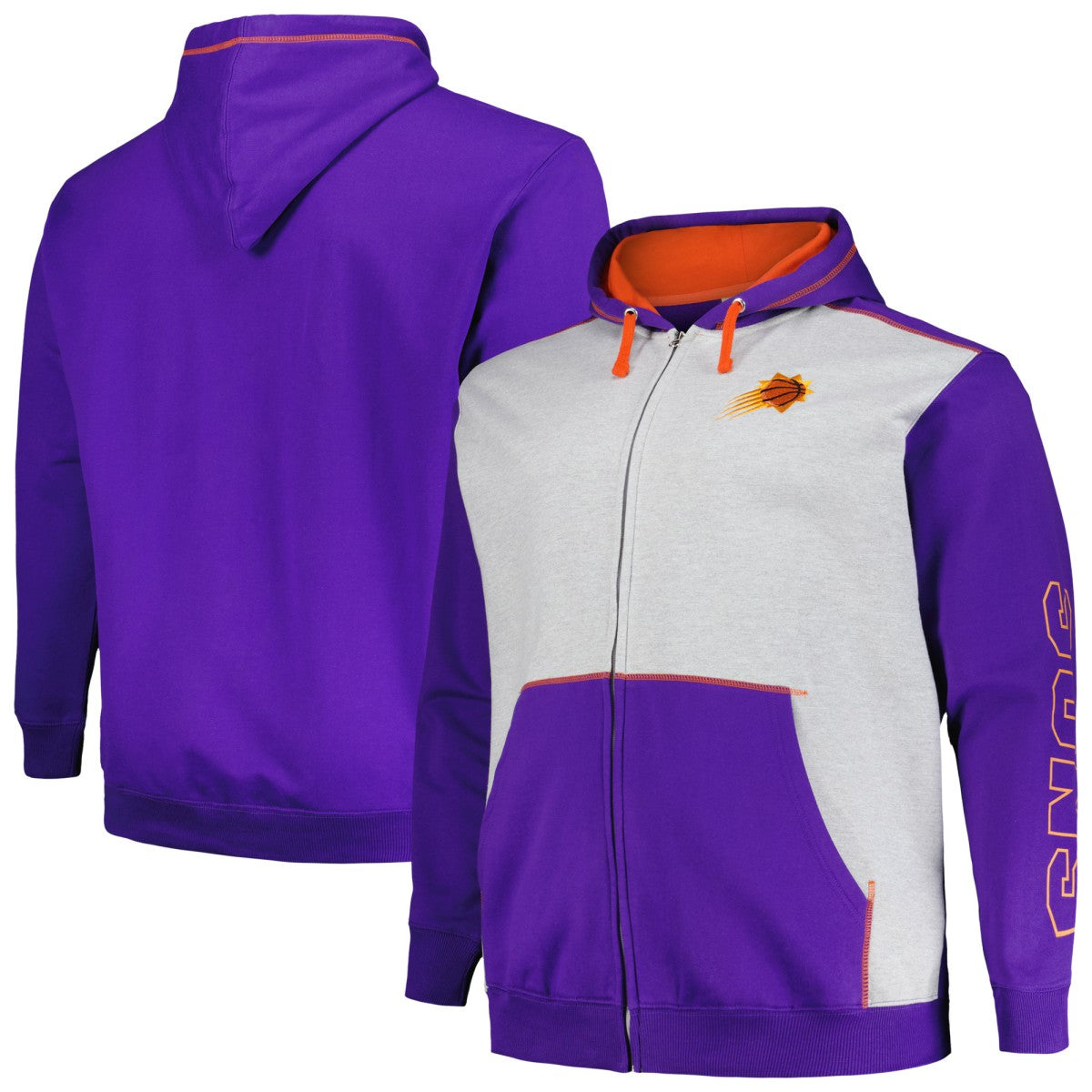 Phoenix Suns Big & Tall Contrast Pieced Stitched Full-Zip Hoodie - Purple/Heather Gray | Fanatics for sale