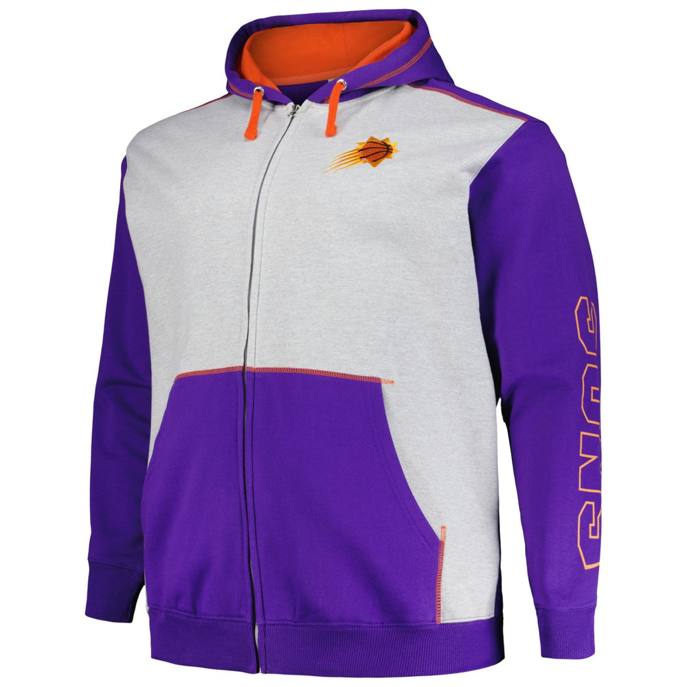 Phoenix Suns Big & Tall Contrast Pieced Stitched Full-Zip Hoodie - Purple/Heather Gray | Fanatics for sale