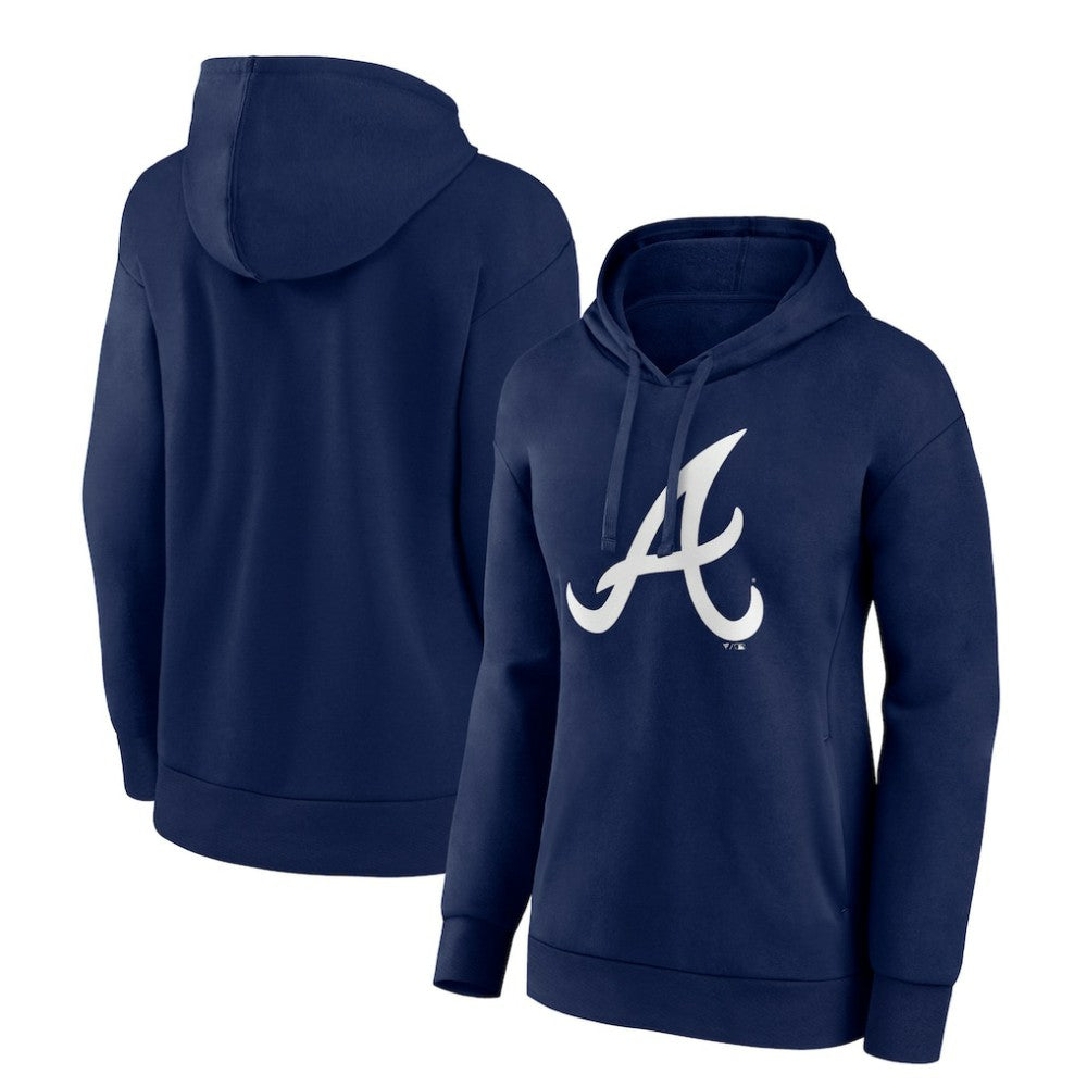 Atlanta Braves Women's Logo Pullover Hoodie - Navy