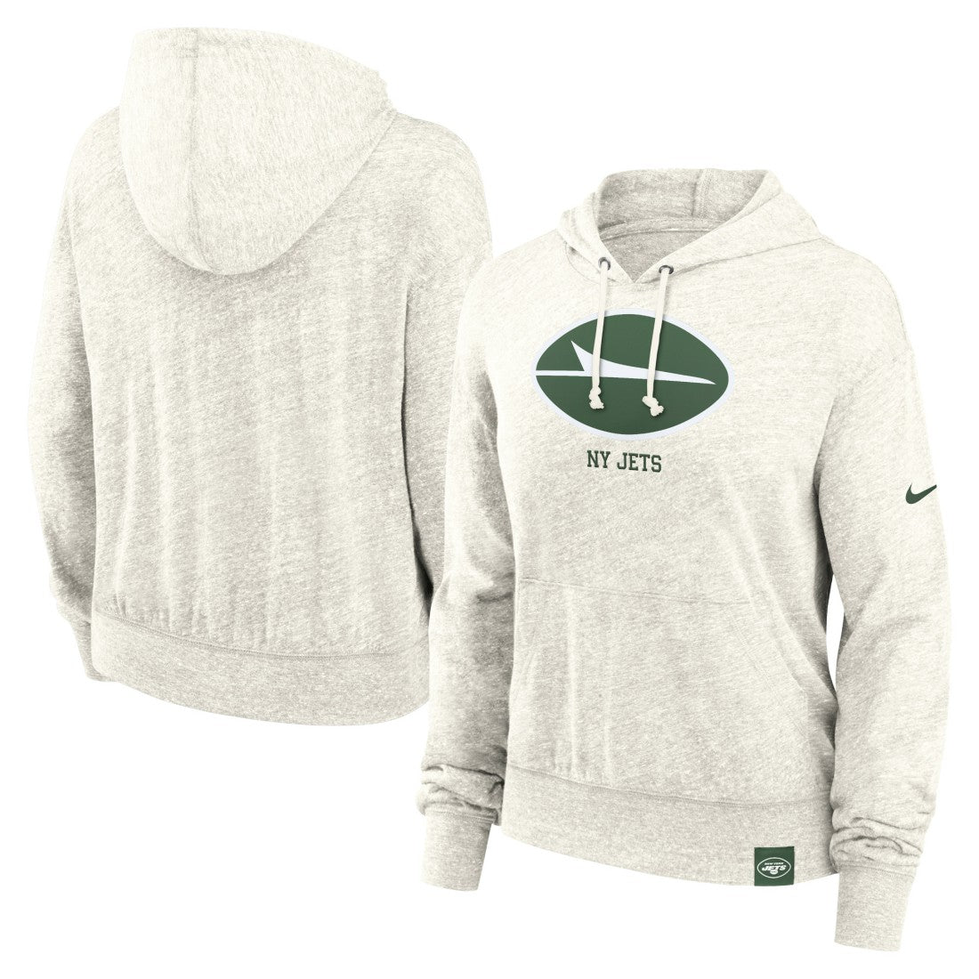 New York Jets Women's Gym Vintage Logo Pullover Hoodie - Cream | Nike for sale