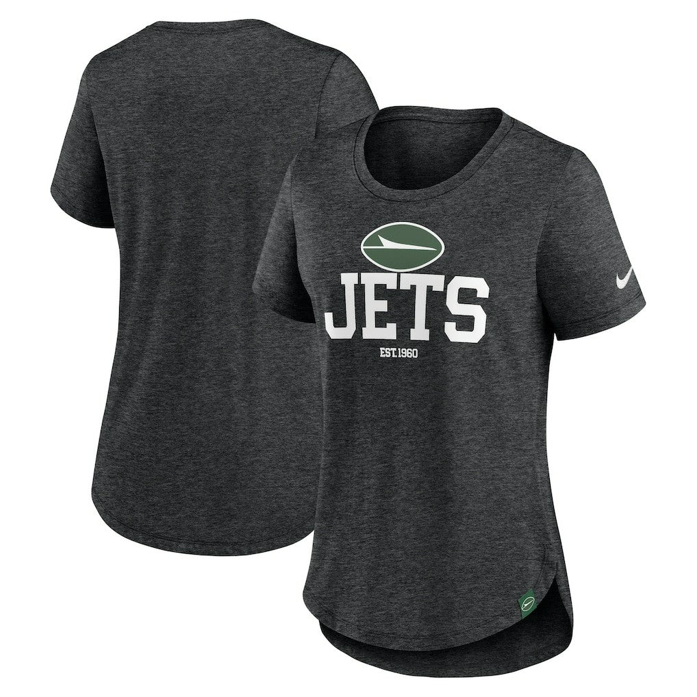 New York Jets Women's Fashion Tri-Blend T-Shirt - Heather Black | Nike sale