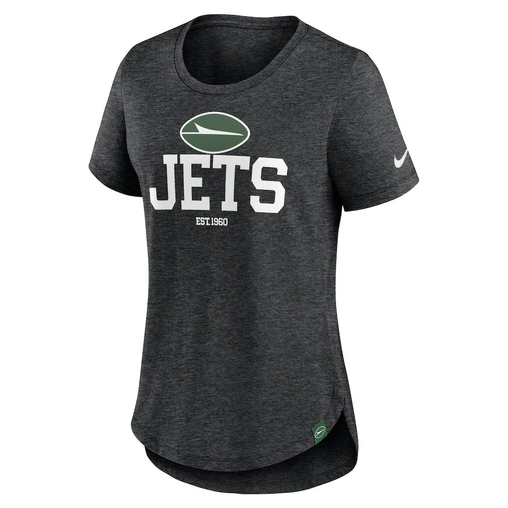 New York Jets Women's Fashion Tri-Blend T-Shirt - Heather Black | Nike sale