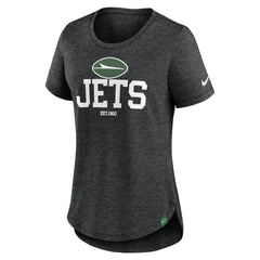 New York Jets Women's Fashion Tri-Blend T-Shirt - Heather Black | Nike sale