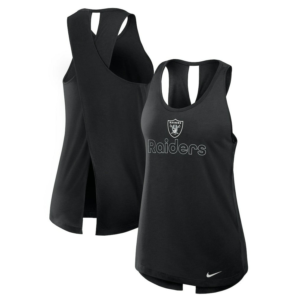 Las Vegas Raiders Women's Open-Back Crisscross Dri-FIT Tank Top - Black | Nike for sale