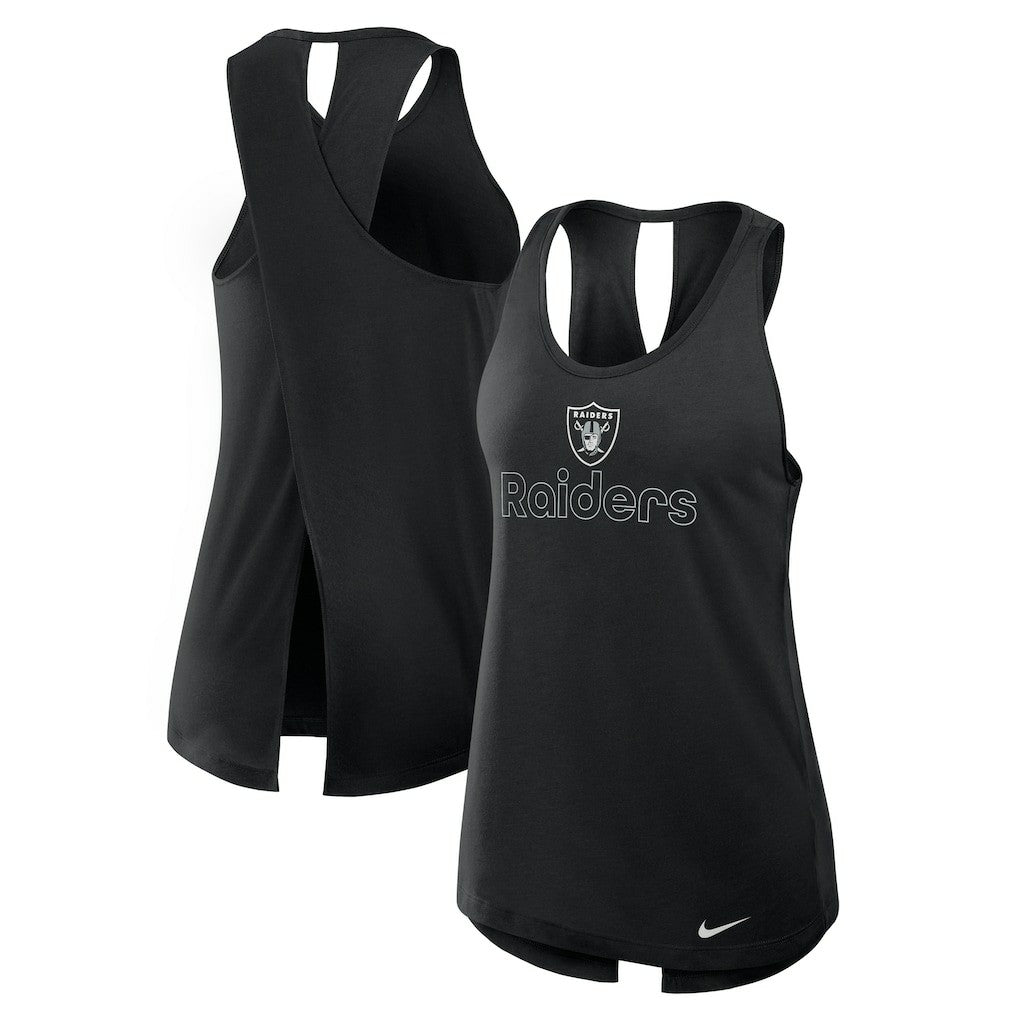 Las Vegas Raiders Women's Open-Back Crisscross Dri-FIT Tank Top - Black | Nike for sale