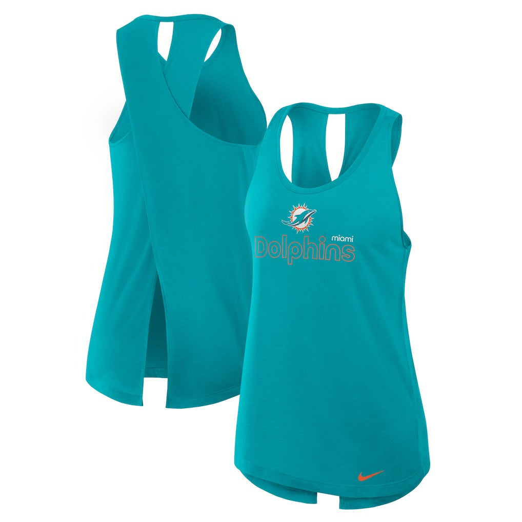 Miami Dolphins Women's Open-Back Crisscross Dri-FIT Tank Top - Aqua | Nike cheap
