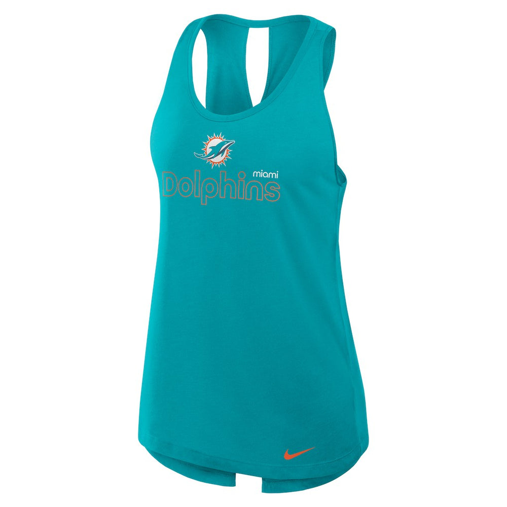 Miami Dolphins Women's Open-Back Crisscross Dri-FIT Tank Top - Aqua | Nike cheap