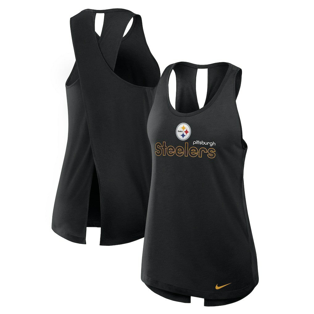 Pittsburgh Steelers Women's Open-Back Crisscross Dri-FIT Tank Top - Black | Nike online