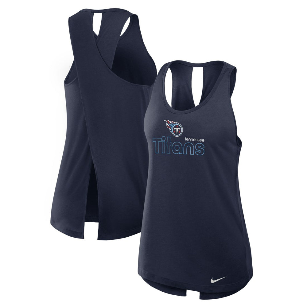 Tennessee Titans Women's Open-Back Crisscross Dri-FIT Tank Top - Navy | Nike for sale