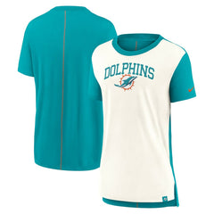 Miami Dolphins Women's Wordmark Tri-Blend T-Shirt - Cream/Aqua | Nike for sale