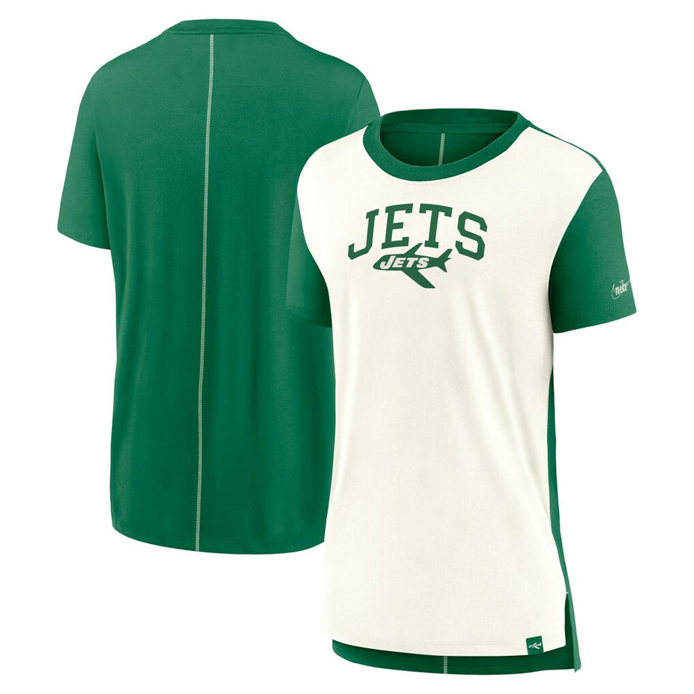 New York Jets Women's Wordmark Tri-Blend T-Shirt - Cream/Kelly Green | Nike discount