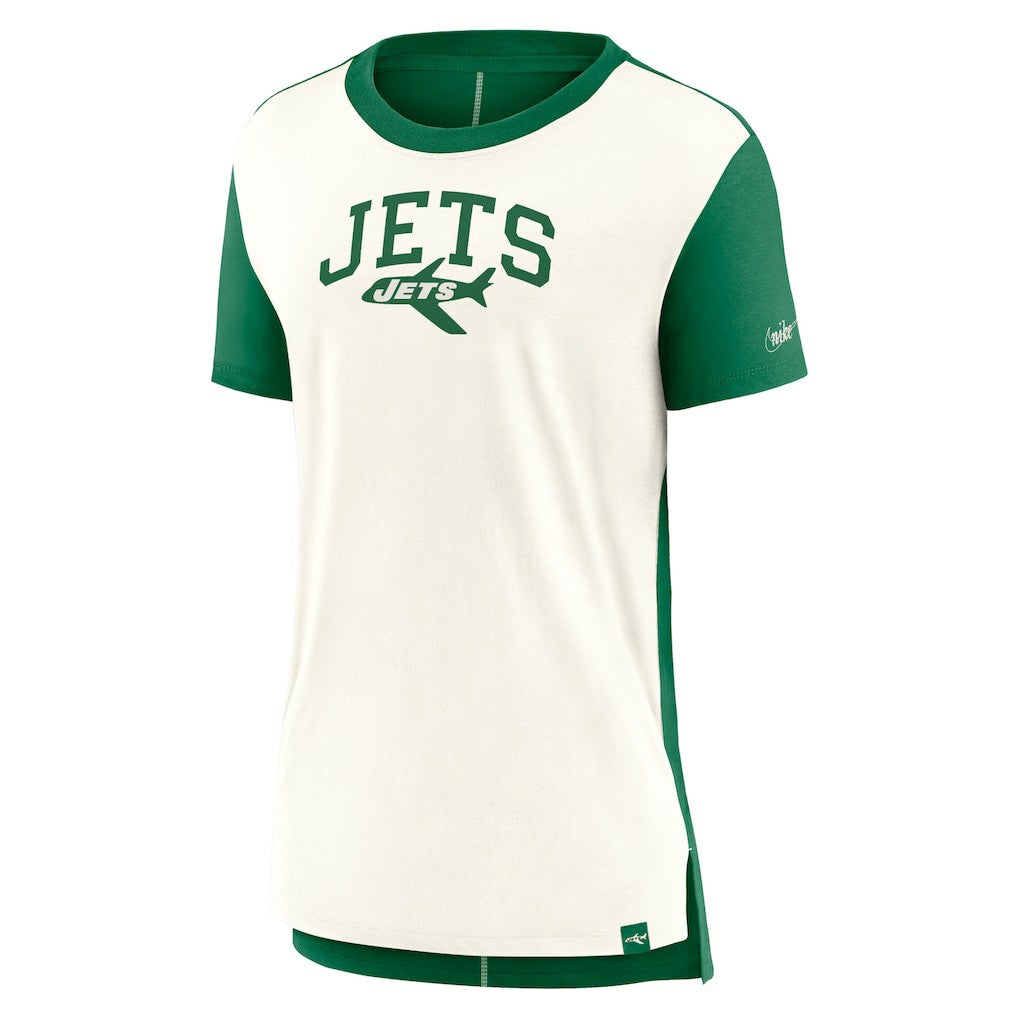 New York Jets Women's Wordmark Tri-Blend T-Shirt - Cream/Kelly Green | Nike discount
