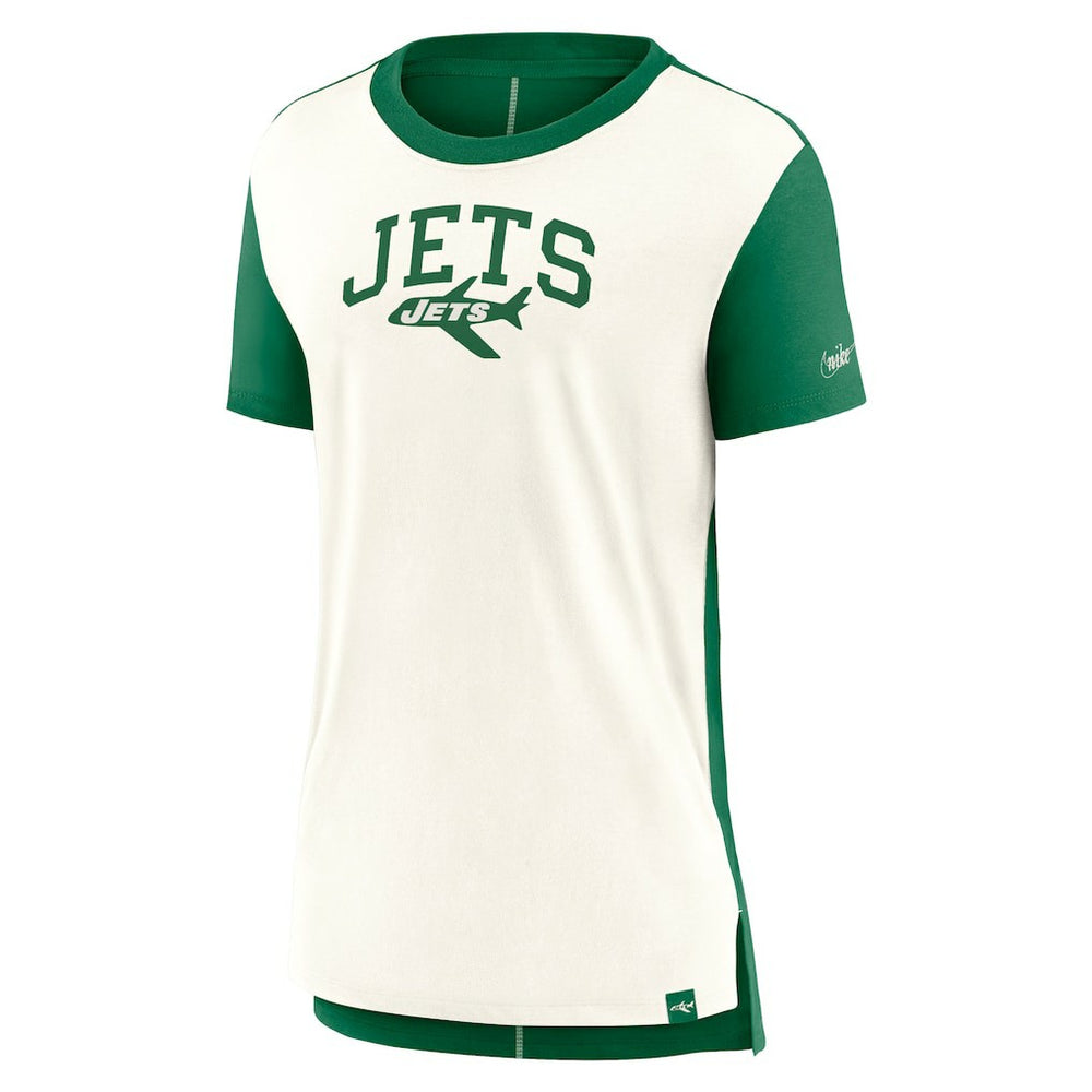 New York Jets Women's Wordmark Tri-Blend T-Shirt - Cream/Kelly Green | Nike discount