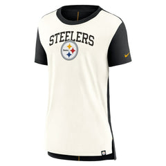 Pittsburgh Steelers Women's Wordmark Tri-Blend T-Shirt - Cream/Black | Nike discount