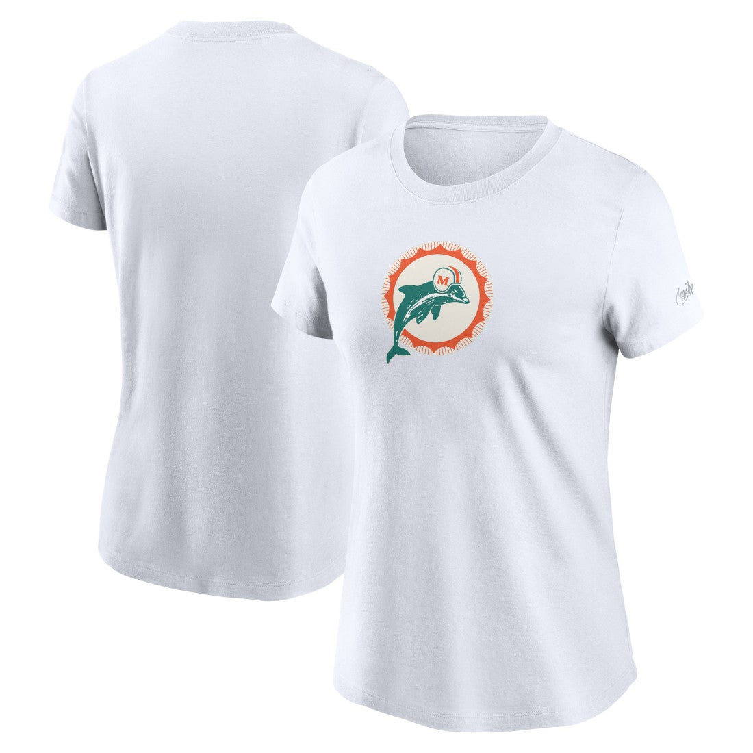 Miami Dolphins Women's Throwback Primary Logo T-Shirt - White | Nike on sale
