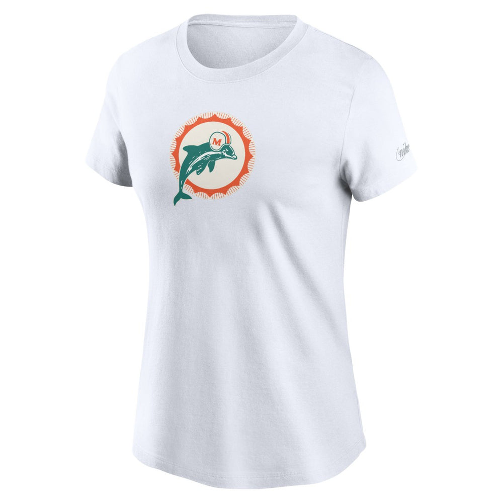 Miami Dolphins Women's Throwback Primary Logo T-Shirt - White | Nike on sale