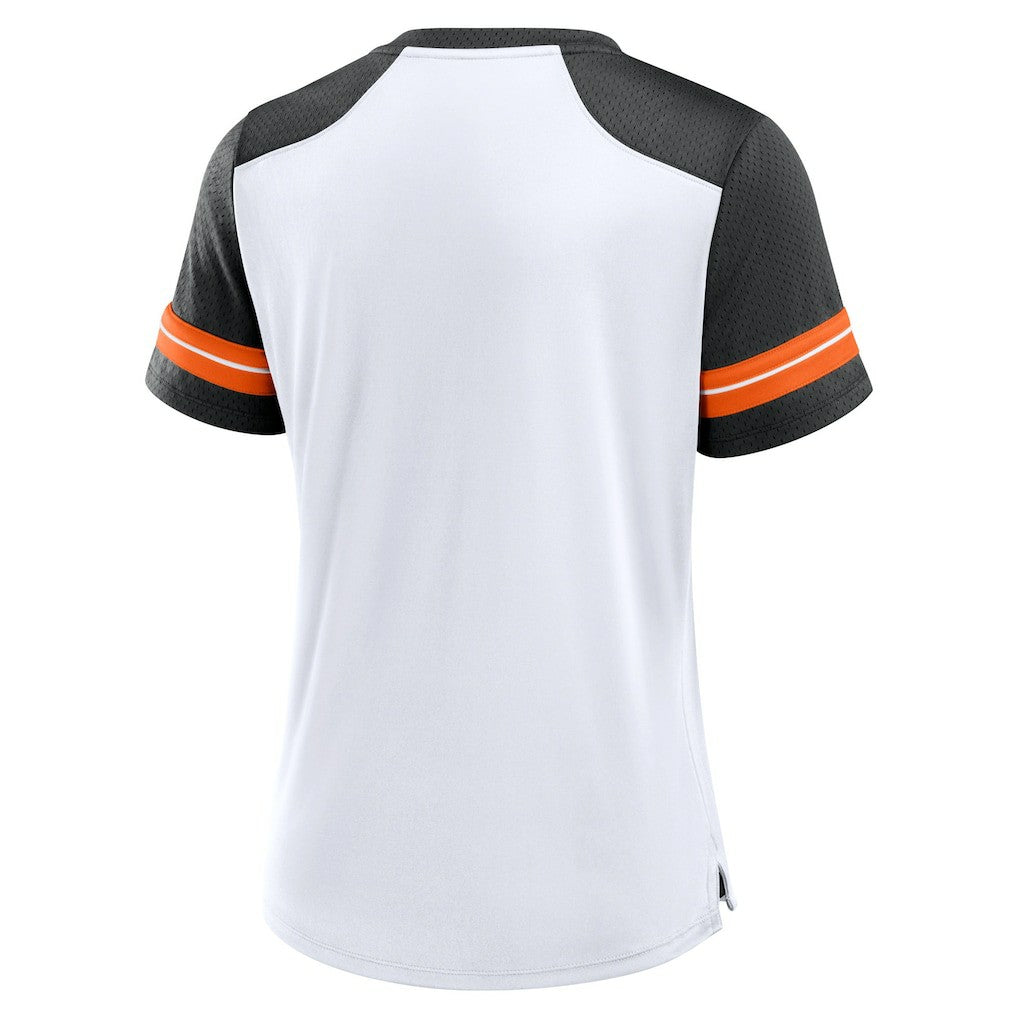 Cincinnati Bengals Women's Foiled Primary Lace-Up T-Shirt - White/Black cheap