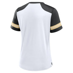 New Orleans Saints Women's Foiled Primary Lace-Up T-Shirt - White/Black cheap