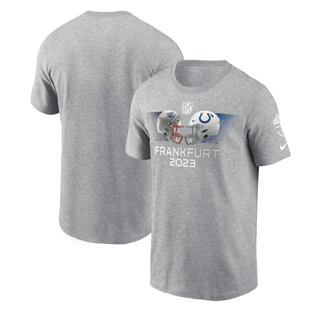 New England Patriots vs. Indianapolis Colts 2023 Frankfurt Game Essential T-Shirt - Heather Gray | Nike online