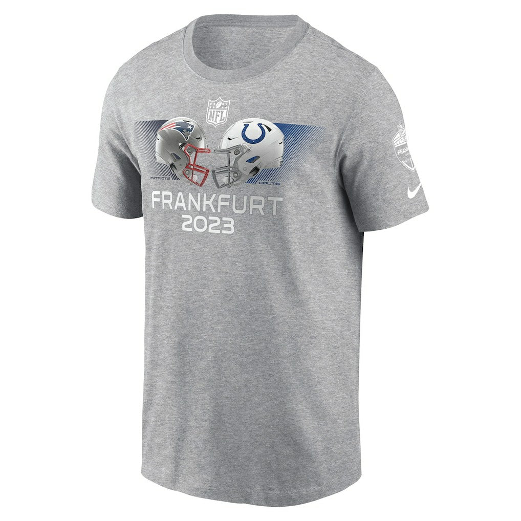 New England Patriots vs. Indianapolis Colts 2023 Frankfurt Game Essential T-Shirt - Heather Gray | Nike online
